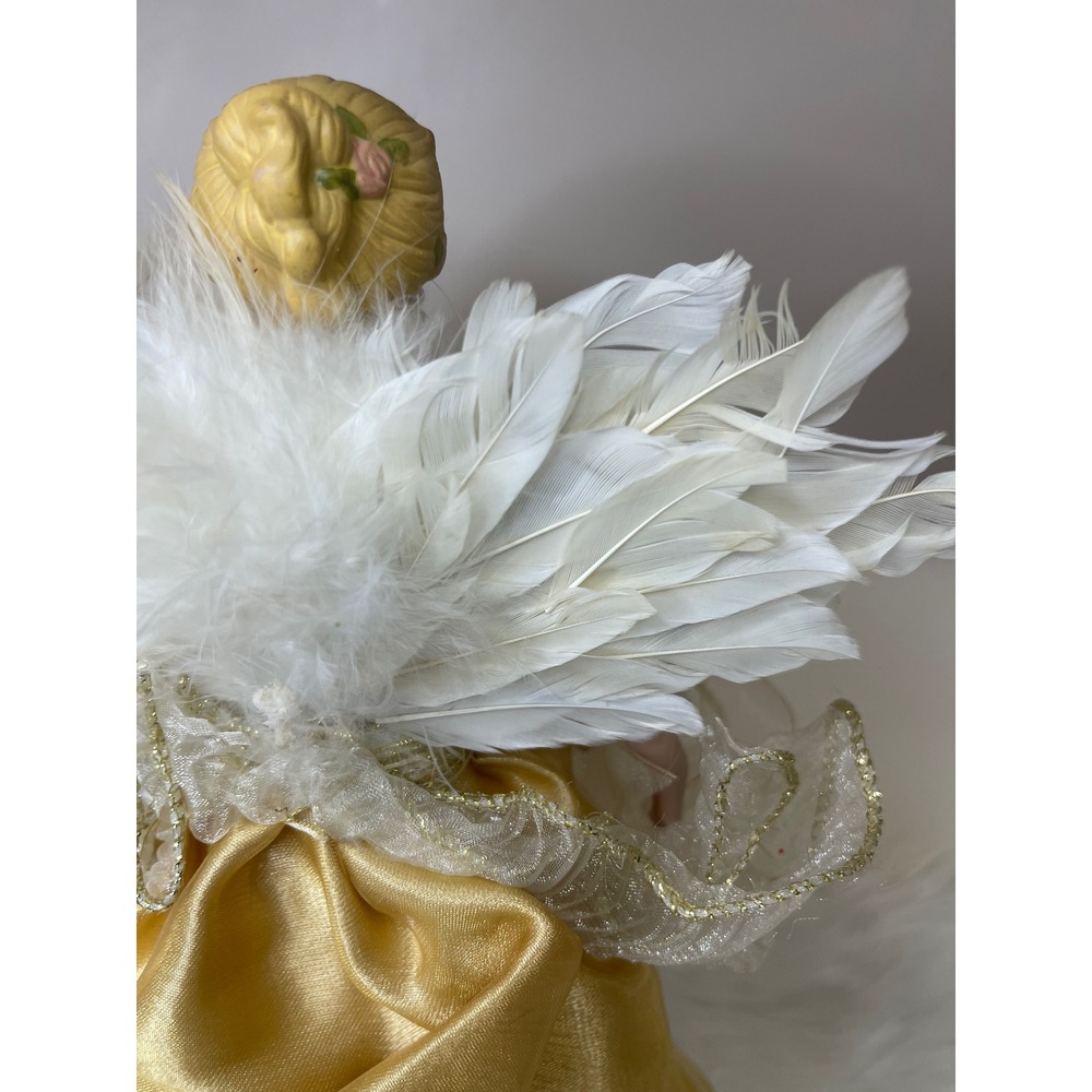 Vintage Dillard's Trimmings‎ Porcelain Angel Tree Topper Gold Gown With Box - Picture 9 of 16